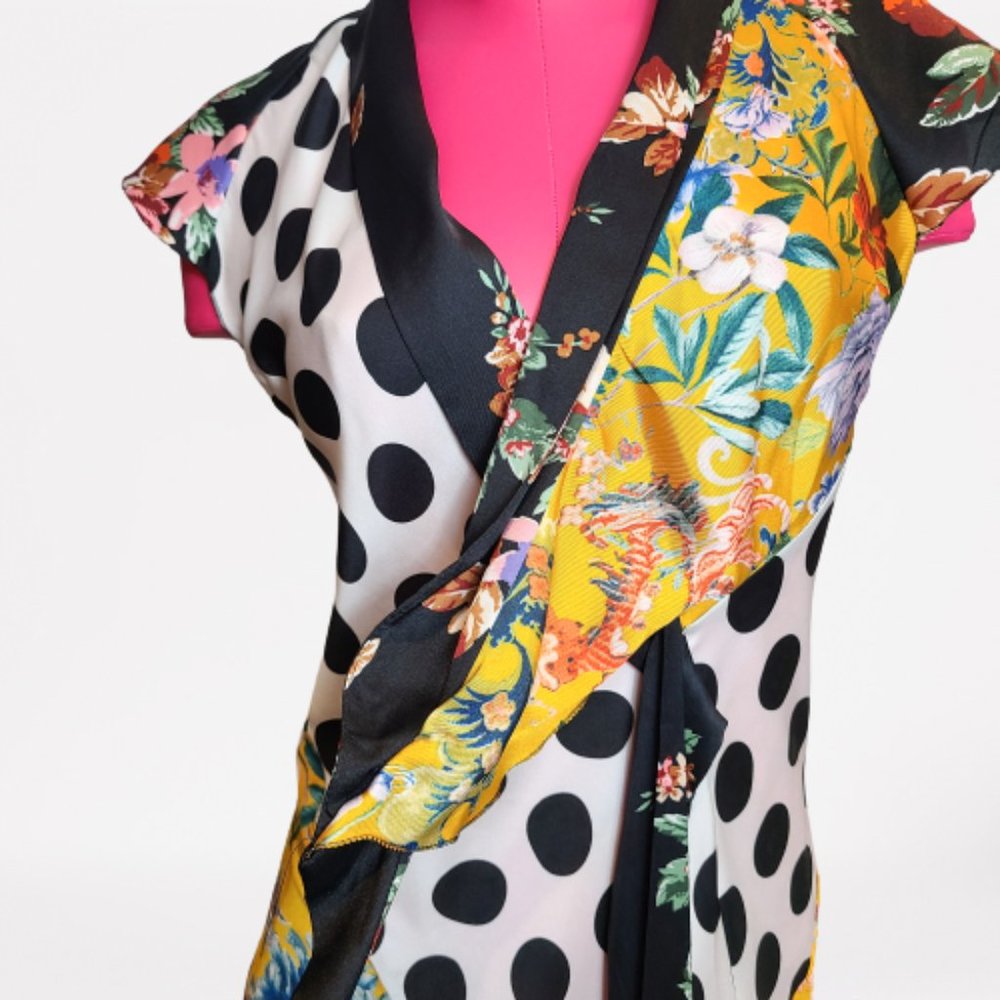 ZARA FLORAL PRINT POLAK DOT AND PATCHWORK DRESS - STUNNING - SIZE S - Picture 15 of 16